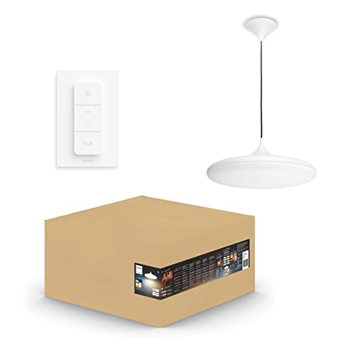 Philips Hue Cher Hanglamp - Duurzame Led Verlichting - Warm Tot Koelwit Licht - Incl. Dimmer Switch - Dimbaar - Verbind met Bluetooth of Hue Bridge - Werkt met Alexa en Google Home - Wit