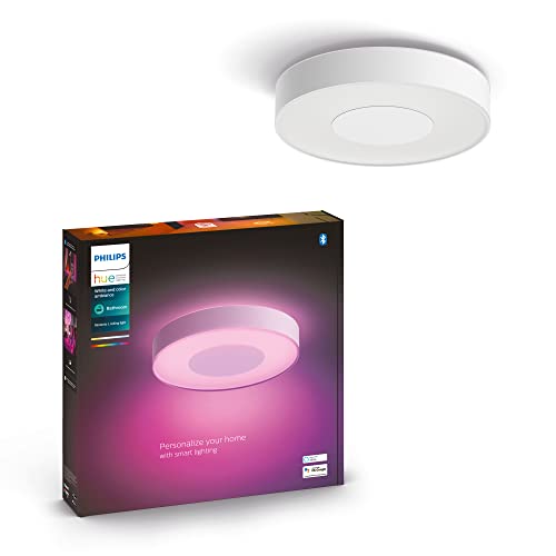 Philips Hue Xamento Badkamerplafondlamp - Duurzame LED Verlichting - Wit en Gekleurd licht - Wit - 42cm - Dimbaar - Verbind met Hue Bluetooth of Bridge - Werkt met Alexa en Google Home