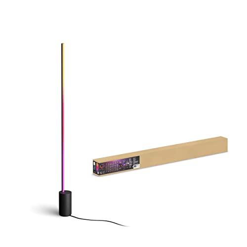 Philips Hue Gradient Signe Vloerlamp - Wit en Gekleurd Licht - Werkt met Alexa en Google Home - Verbind met Bluetooth of Hue Bridge - Dimbaar - 145 cm hoog - Zwart