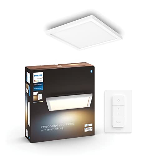 Philips Hue Aurelle Plafondlamp - Duurzame Led Verlichting - Warm Tot Koelwit Licht - Incl. Dimmer Switch - Verbind met Bluetooth of Hue Bridge - Werkt met Alexa en Google Home - Vierkant - Klein