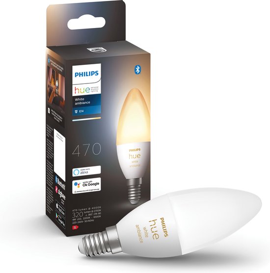 Philips Hue Kaarslamp Lichtbron E14 - warm tot koelwit licht - 5,2W - Bluetooth