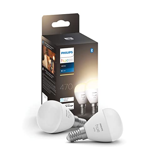 Philips Hue Kogellamp 2-Pack - E14 - Duurzame LED Verlichting - Warm tot Koelwit Licht - Dimbaar - Verbind met Bluetooth of Hue Bridge - Werkt met Alexa en Google Home