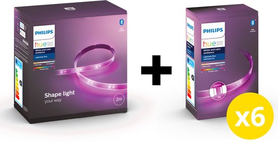 Philips Hue Lightstrip Plus 8 Meter - Wit en Gekleurd Licht - LED Strip - Incl. Voedingskabel - Hue White and Color Ambiance