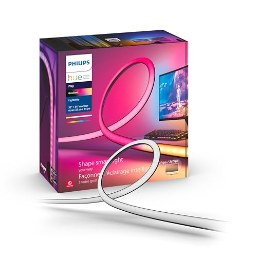 Philips Hue Play Gradient Lightstrip voor PC monitor - 3x 24-27 Inch Monitor - Wit en Gekleurd Licht - LED Strip Inclusief Voeding en Steunen - Vereist Hue Bridge