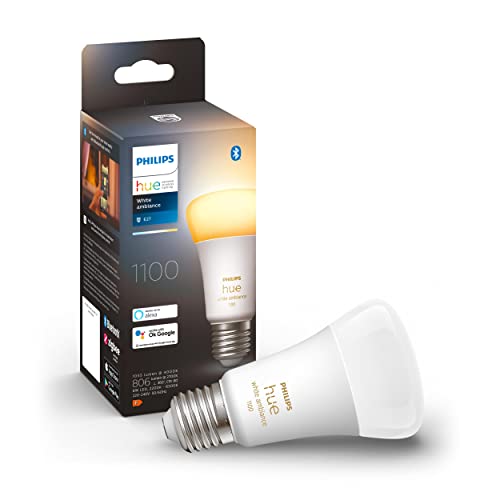 Philips Hue Standaard Lamp 1-Pack - E27 - Duurzame LED Verlichting - Smart Lamp - Warm tot Koelwit Licht - Dimbaar - Verbind met Bluetooth of Hue Bridge - Werkt met Alexa en Google Home