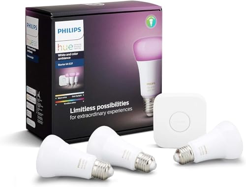 PHILIPS HUE 3 lampen wit en sfeerkleur A60 E27 9W + brug 929002468811 29151500