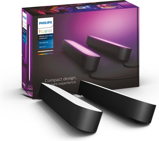 Philips Hue Play lightbar - wit en gekleurd licht - zwart - 2-pack - basis