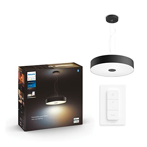 Philips Hue Fair Hanglamp – Duurzame Led Verlichting – Warm Tot Koelwit Licht – Incl. Dimmer Switch – Dimbaar – Verbind met Bluetooth of Hue Bridge – Werkt met Alexa en Google Home – Zwart