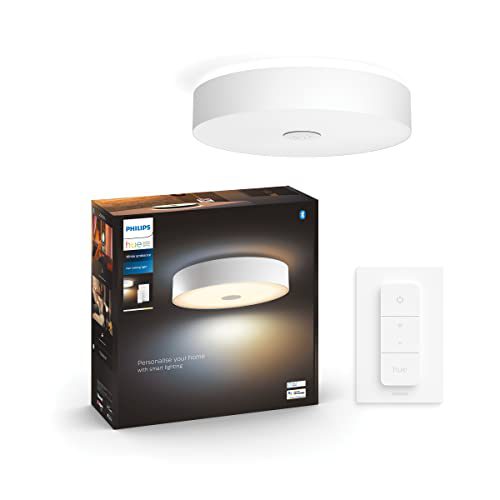 Philips Hue Fair Plafondlamp – Duurzame Led Verlichting – Warm Tot Koelwit Licht – Incl. Dimmer Switch – Dimbaar – Verbind met Bluetooth of Hue Bridge – Werkt met Alexa en Google Home – Wit