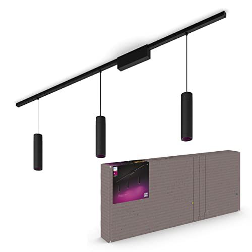 Philips Hue Perifo railverlichting plafond – wit en gekleurd licht – 3 hanglampen – zwart – basisset