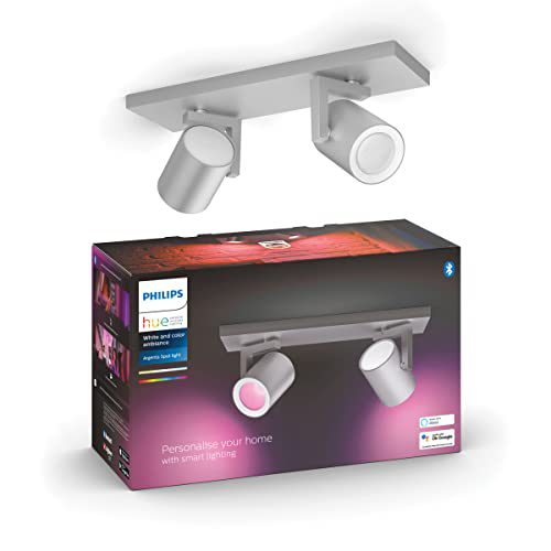 Philips Hue Argenta Opbouwspot – White and Color Ambiance – GU10 – 2 x 5,7W – Aluminium – Bluetooth