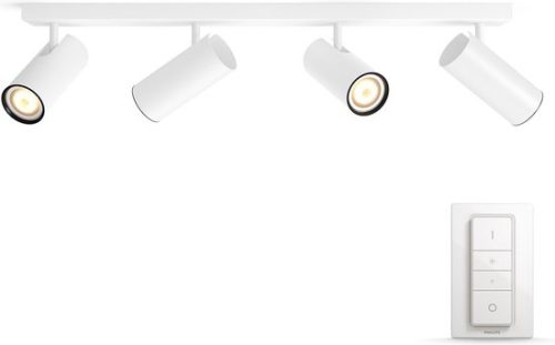 Philips Hue Buratto Opbouwspot 4-Lichts – Duurzame LED Verlichting – Warm tot Koelwit Licht – Dimbaar – Verbind met Hue Bridge voor Meer Mogelijkheden – Wit