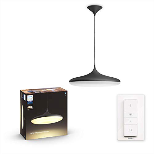 Philips Hue Cher Hanglamp – Duurzame Led Verlichting – Warm Tot Koelwit Licht – Incl. Dimmer Switch – Dimbaar – Verbind met Bluetooth of Hue Bridge – Zwart