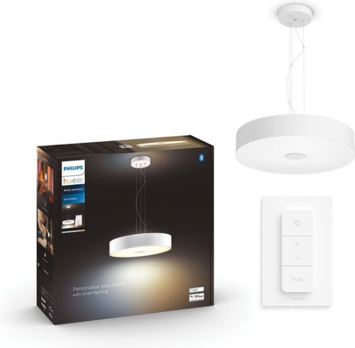 Philips Hue Fair Hanglamp – Duurzame Led Verlichting – Warm Tot Koelwit Licht – Incl. Dimmer Switch – Dimbaar – Verbind met Bluetooth of Hue Bridge – Werkt met Alexa en Google Home – Wit