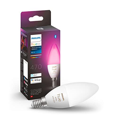 Philips Hue Kaarslamp Lichtbron E14 – wit en gekleurd licht – 5,2W – Bluetooth