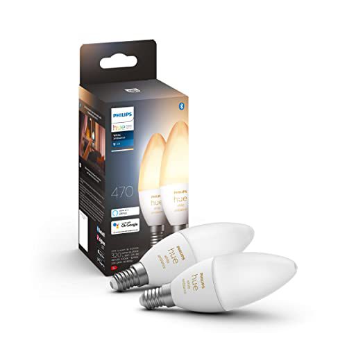 Philips Hue Kaarslamp Lichtbron E14 – warm tot koelwit licht – 5,2W – Bluetooth – 2 Stuks