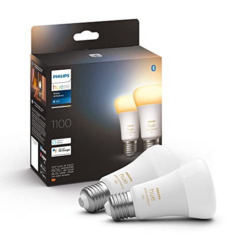 Philips Hue standaardlamp E27 Lichtbron – warm tot koelwit licht – 2-pack – 1100lm – Bluetooth