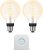 Philips Hue Starterspakket White Ambiance E27 – Filament Globe klein – 2 Hue LED Lampen en Bridge – Eenvoudige Installatie – Werkt met Alexa en Google Home