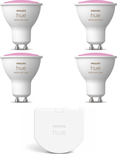 Philips Hue Uitbreidingspakket White and Color Ambiance GU10 – 4 Hue Lampen en Wall Switch – Wit en Gekleurd Licht – Dimbaar