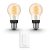 Philips Hue Uitbreidingspakket White Ambiance E27 – 2 Hue Lampen en Dimmer Switch – Warm Licht – Filament Standaard – Werkt met Alexa en Google Home