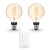 Philips Hue Uitbreidingspakket White Filament Globe E27 – 2 Hue Lampen en Dimmer Switch – Warm Wit Licht – Dimbaar