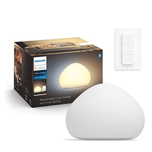 Philips Hue Wellner Tafellamp – warm tot koelwit licht – E27 – Wit – 8,5W – Bluetooth – incl. Dimmer Switch