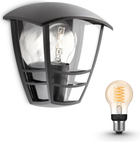 Philips MyGarden Creek Wandlamp Buiten – Incl. Philips Hue White Filament Standaardlamp E27 – Muurlamp – Tuinverlichting LED Buiten – Buitenlamp – Zwart