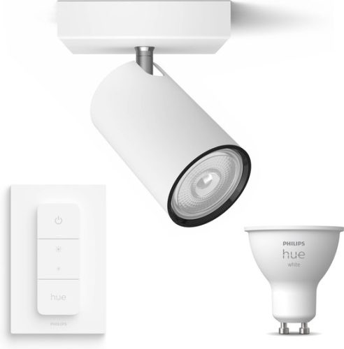 Philips myLiving Kosipo Opbouwspot Wit – 1 Lichtpunt – Spotjes Opbouw Incl. Philips Hue White GU10 & Dimmer – Bluetooth